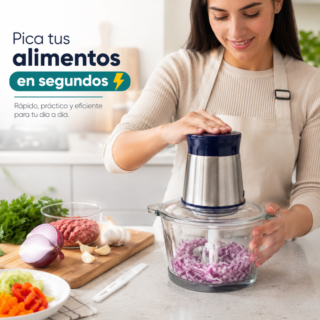 Picadora de Vidrio 2L Multifuncional – Potente, Rápida y Fácil de Limpiar