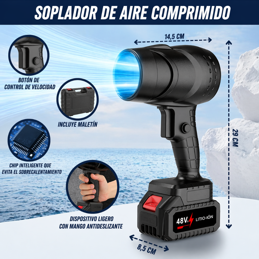 Soplador Portátil Inalámbrico 48V de Alta Potencia