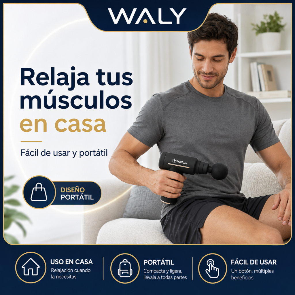 Pistola Masajeadora Trillium con 6 Cabezales | Frío, Calor y Pantalla Digital