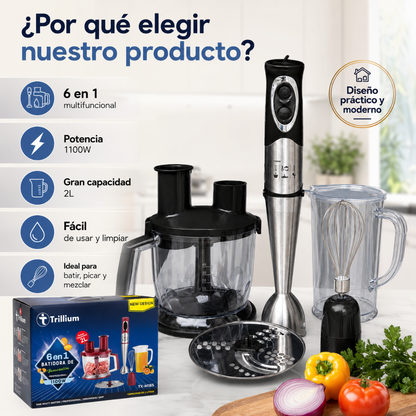 Batidora de Inmersión Trillium 6 en 1 1100W + Regalo Encendedor Eléctrico Recargable