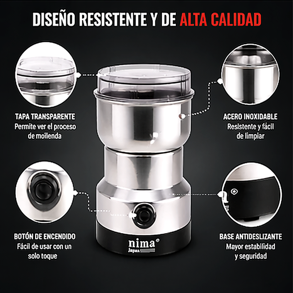 Molino Eléctrico Multifuncional de Acero Inoxidable + REGALO Encendedor Electrico Recargable